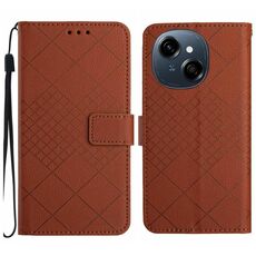 Per Tecno Pop 9 4G / Spark Go 2025 4G Custodia in pelle con trama a griglia rombica (marrone)