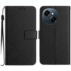 Per Tecno Pop 9 4G / Spark Go 2025 4G Custodia in pelle con trama a griglia rombica (nero)