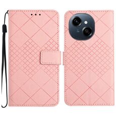 Per Tecno Pop 9 4G / Spark Go 2025 4G Custodia in pelle con trama a griglia rombica (rosa)