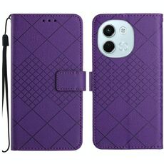 Per Tecno Spark 30 5G Custodia in pelle con trama a griglia rombica (viola)