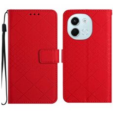 Per Tecno Spark 30 5G Custodia in pelle con trama a griglia rombica (rosso)