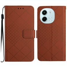 Per Tecno Spark 30 5G Custodia in pelle con trama a griglia rombica (marrone)