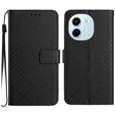 Per Tecno Spark 30 5G Custodia in pelle con trama a griglia rombica (nero)