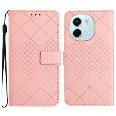 Per Tecno Spark 30 5G Custodia in pelle con trama a griglia rombica (rosa)