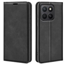 Per Honor X8c Retro-skin Custodia per telefono in pelle con ventosa magnetica (nero)