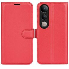 Per vivo V50 Lite 5G Custodia per telefono in pelle con texture Litchi orizzontale con supporto (rosso)