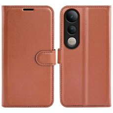 Per vivo V50 Lite 5G Custodia per telefono in pelle con texture Litchi orizzontale con supporto (marrone)