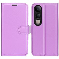 Per vivo V50 Lite 5G Custodia per telefono in pelle con texture Litchi orizzontale con supporto (viola)