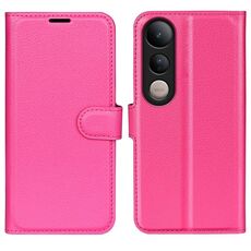 Per vivo V50 Lite 5G Custodia per telefono in pelle con supporto orizzontale con texture Litchi (rosso rosa)