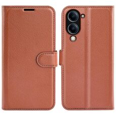 Per vivo Y04 / Y29s Custodia per telefono in pelle con texture Litchi orizzontale con supporto (marrone)