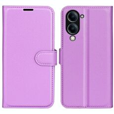 Per vivo Y04 / Y29s Custodia per telefono in pelle con texture Litchi orizzontale con supporto (viola)