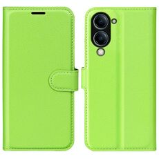 Per vivo Y04 / Y29s Custodia per telefono in pelle con texture Litchi orizzontale con supporto (verde)