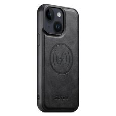 Per iPhone 14 Suteni G5 Custodia magnetica in pelle di vacchetta MagSafe per telefono (nero)