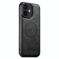 Per iPhone 12 Suteni G5 Custodia magnetica in pelle di vacchetta MagSafe per telefono (nero)
