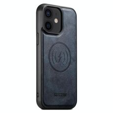 Per iPhone 12 Suteni G5 Custodia magnetica in pelle di vacchetta MagSafe per telefono (blu)