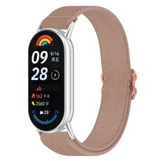 Per Xiaomi Smart Band 9/9 NFC Cinturino per orologio elastico intrecciato in nylon con fibbia scorrevole (rosa)