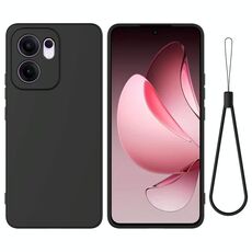 Custodia antiurto in silicone liquido color puro per OPPO Reno13 F 4G / 5G (nero)