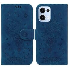 Per OPPO Reno13 Global Butterfly Rose Custodia in pelle goffrata per telefono (blu)