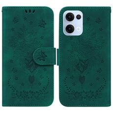 Per OPPO Reno13 Global Butterfly Rose Custodia in pelle goffrata (verde)