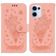 Per OPPO Reno13 Global Butterfly Rose Custodia in pelle goffrata per telefono (rosa)