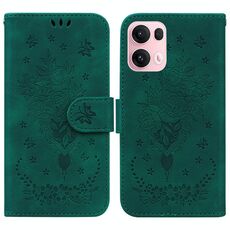 Per OPPO Reno13 Pro Custodia per telefono in pelle goffrata con motivo a farfalla rosa (verde)