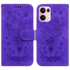 Per OPPO Reno13 Pro Global Butterfly Rose Custodia in pelle goffrata per telefono (viola)