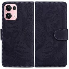 Per OPPO Reno13 Pro Custodia per telefono in pelle con motivo a rilievo tigre globale (nero)