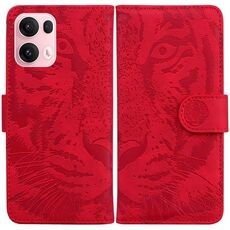 Per OPPO Reno13 Pro Custodia per telefono in pelle con motivo a rilievo tigre globale (rosso)