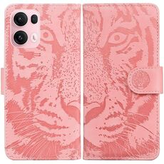 Per OPPO Reno13 Pro Custodia per telefono in pelle con motivo a rilievo tigre globale (rosa)