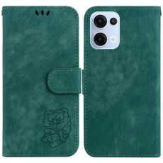 Per OPPO Reno13 Global Little Tiger Custodia in pelle goffrata per telefono (verde)