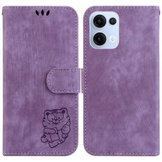 Per OPPO Reno13 Global Little Tiger Custodia in pelle goffrata per telefono (viola)