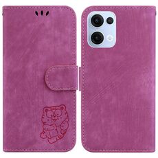 Per OPPO Reno13 Global Little Tiger Custodia in pelle goffrata per telefono (rosso rosa)