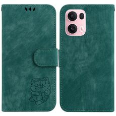Per OPPO Reno13 Pro Global Little Tiger Custodia in pelle goffrata per telefono (verde)