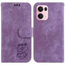 Per OPPO Reno13 Pro Global Little Tiger Custodia in pelle goffrata per telefono (viola)