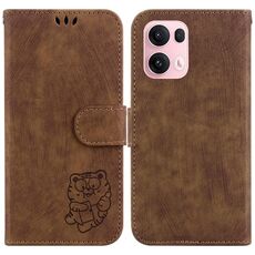 Per OPPO Reno13 Pro Global Little Tiger Custodia in pelle goffrata per telefono (marrone)