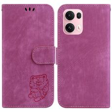 Per OPPO Reno13 Pro Global Little Tiger Custodia in pelle goffrata per telefono (rosso rosa)
