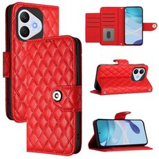 Custodia per telefono in pelle con texture rombica per Honor 400 Lite con cordino (rosso)