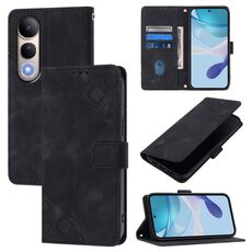 Per vivo V50 Lite 5G Custodia in pelle goffrata con effetto pelle (nero)