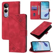 Per vivo V50 Lite 5G Custodia in pelle goffrata con effetto pelle (rosso)