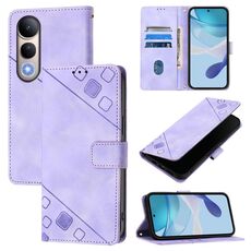 Per vivo V50 Lite 5G Custodia in pelle goffrata con effetto pelle (viola chiaro)
