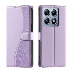 Per Xiaomi 14T Pro Voltage Custodia per telefono in pelle ultra sottile a pois (viola)