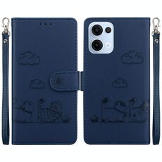 Per OPPO Reno13 Global Cute Cats RFID Custodia in pelle per telefono (blu)