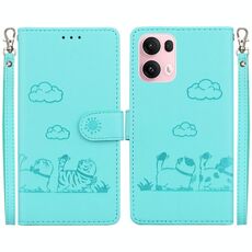 Per OPPO Reno13 Pro Global Cute Cats RFID Custodia in pelle per telefono (verde)