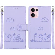 Per OPPO Reno13 Pro Global Cute Cats RFID Custodia in pelle per telefono (viola)