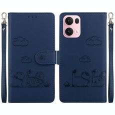 Per OPPO Reno13 Pro Global Cute Cats RFID Custodia in pelle per telefono (blu)