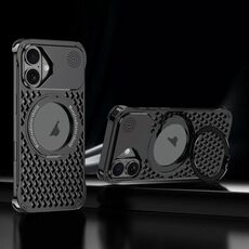 Per iPhone 16 R-JUST RJ-64 Custodia per telefono MagSafe con dissipazione del calore per aromaterapia con supporto (nero)