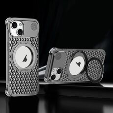Per iPhone 15 R-JUST RJ-64 Custodia per telefono MagSafe con dissipazione del calore aromaterapica e supporto (grigio)