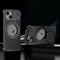 Per iPhone 14 R-JUST RJ-64 Custodia per telefono MagSafe con dissipazione del calore per aromaterapia e supporto (nero)
