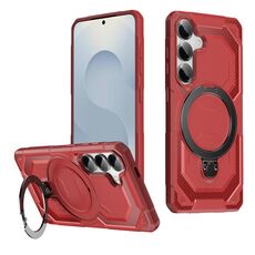 Per Samsung Galaxy S25+ 5G Custodia per telefono con supporto MagSafe satinato (rosso)