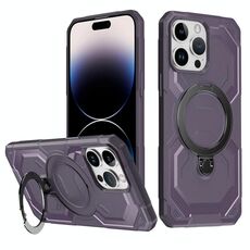 Per iPhone 14 Pro Max Custodia per telefono con supporto MagSafe satinato (viola)